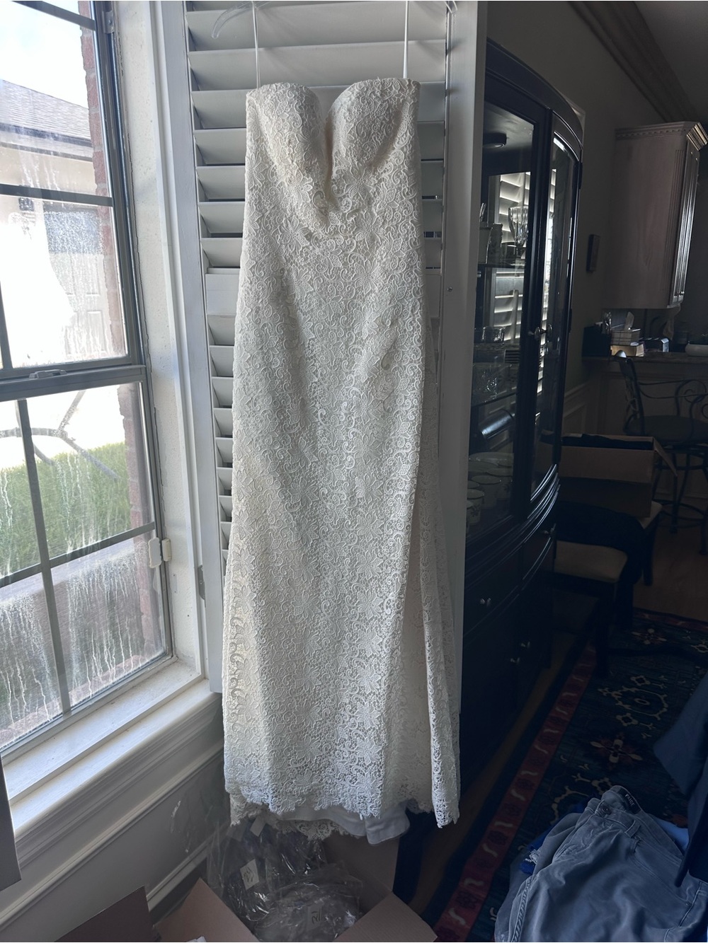 Strapless Lace Wedding Gown in White - Timeless Bridal Style